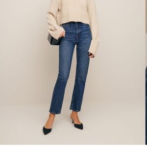 Reformation Liza High Rise Straight Leg Jeans Huntington
Wash